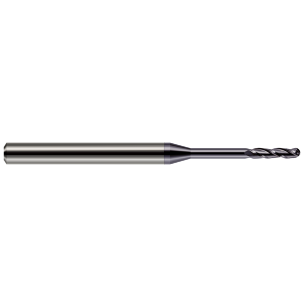 Harvey Tool Miniature End Mill - Ball - Long Reach, Long Flute, 0.0150" (1/64), Number of Flutes: 3 13815-C3